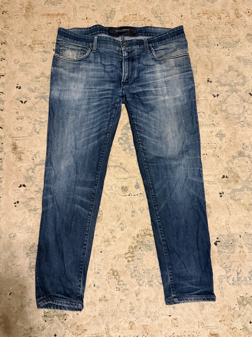 Dolce & Gabbana Men's Washed Blue Slim Straight Jeans 37x27
